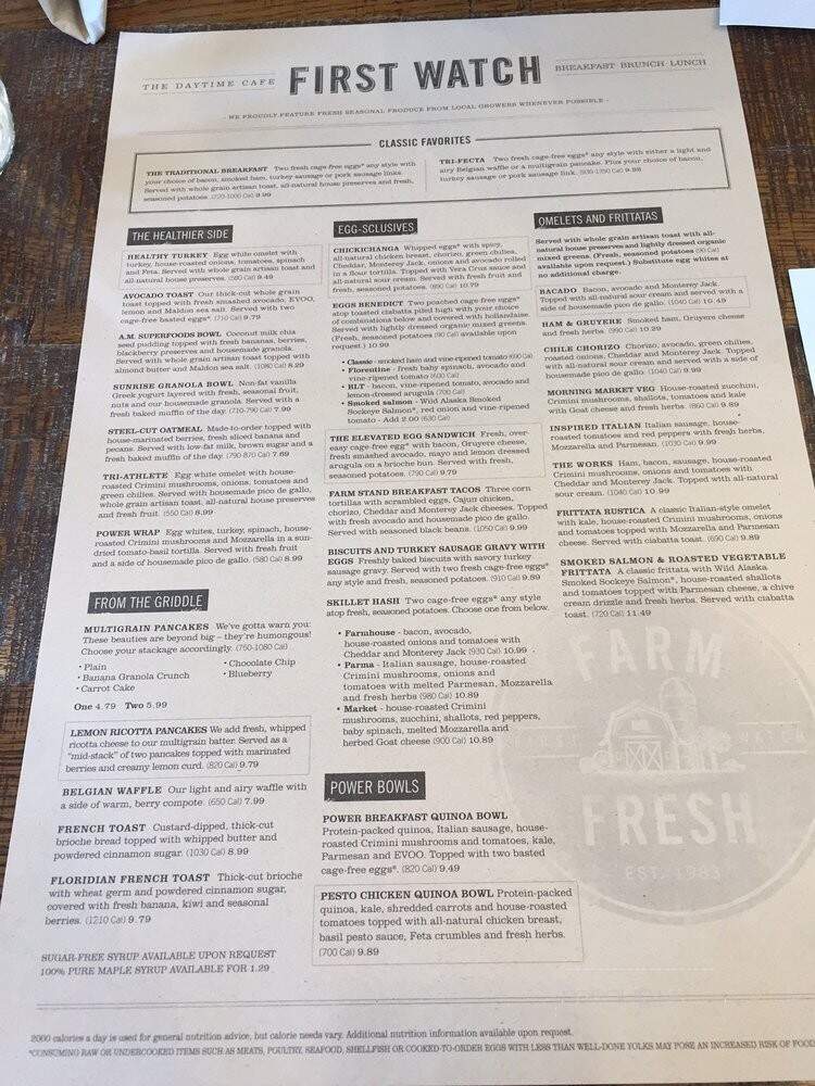 First Watch - Tucson, AZ menu_pic