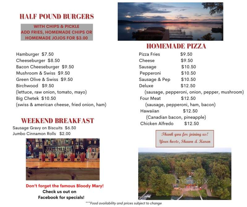 Sportsman's Lodge Bar & Grill - Birchwood, WI menu_pic