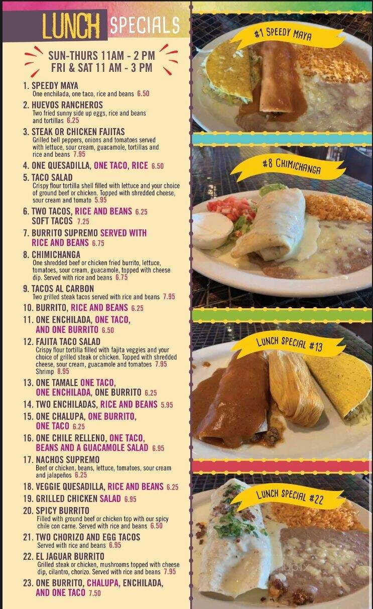 Maya Mexican Restaurant - Alabaster, AL menu_pic