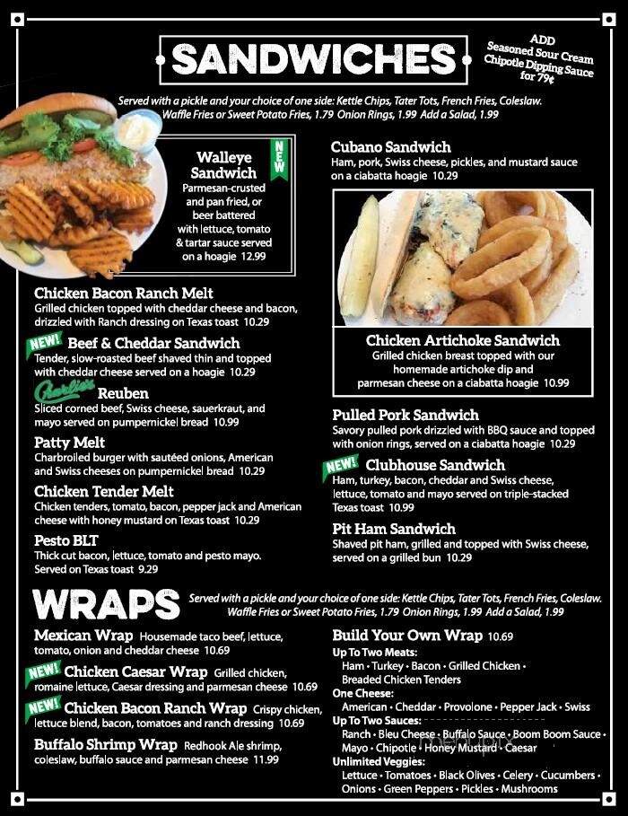Charlie's Sports Bar & Grill - Becker, MN menu_pic