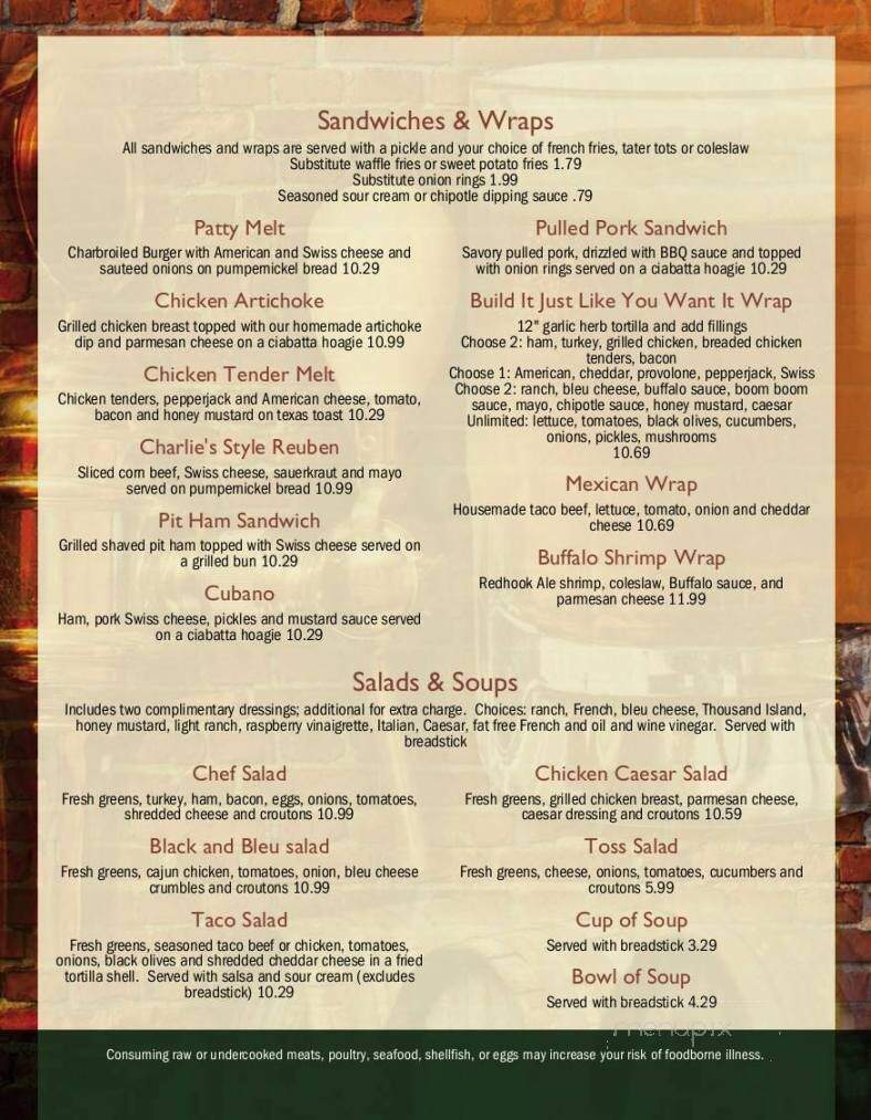 Charlie's Sports Bar & Grill - Becker, MN menu_pic