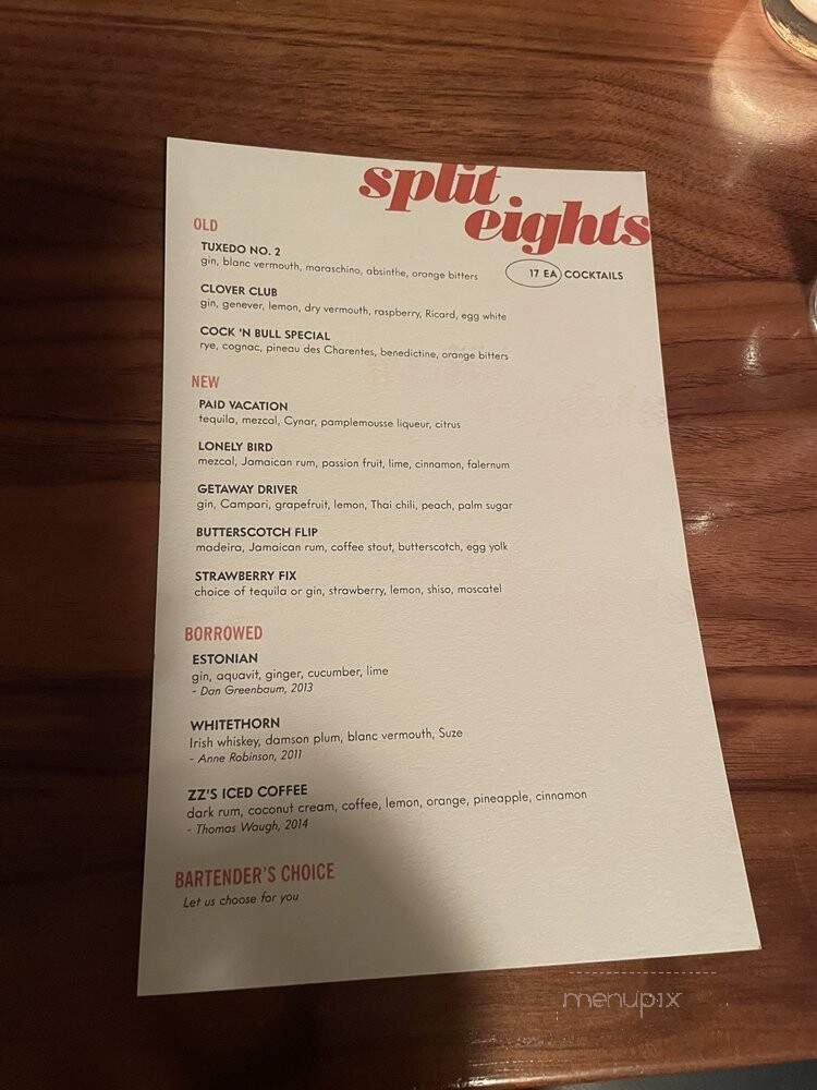 Split Eights - New York, NY menu_pic