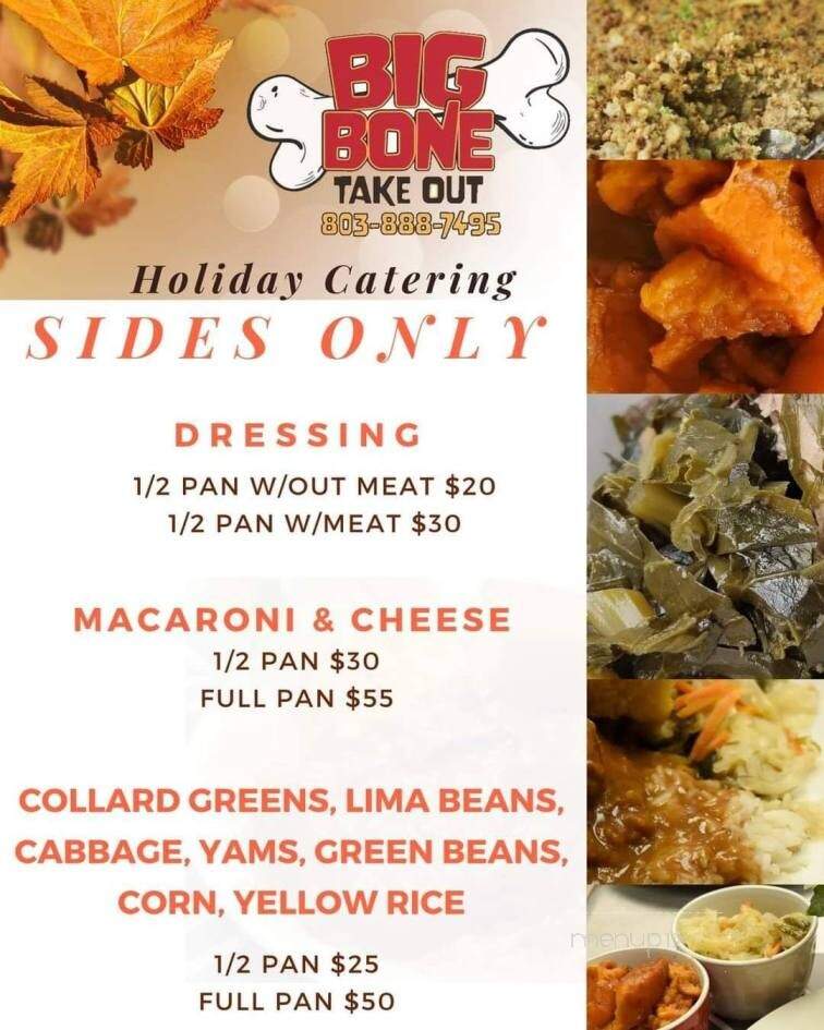 Big Bone Take Out - Columbia, SC menu_pic