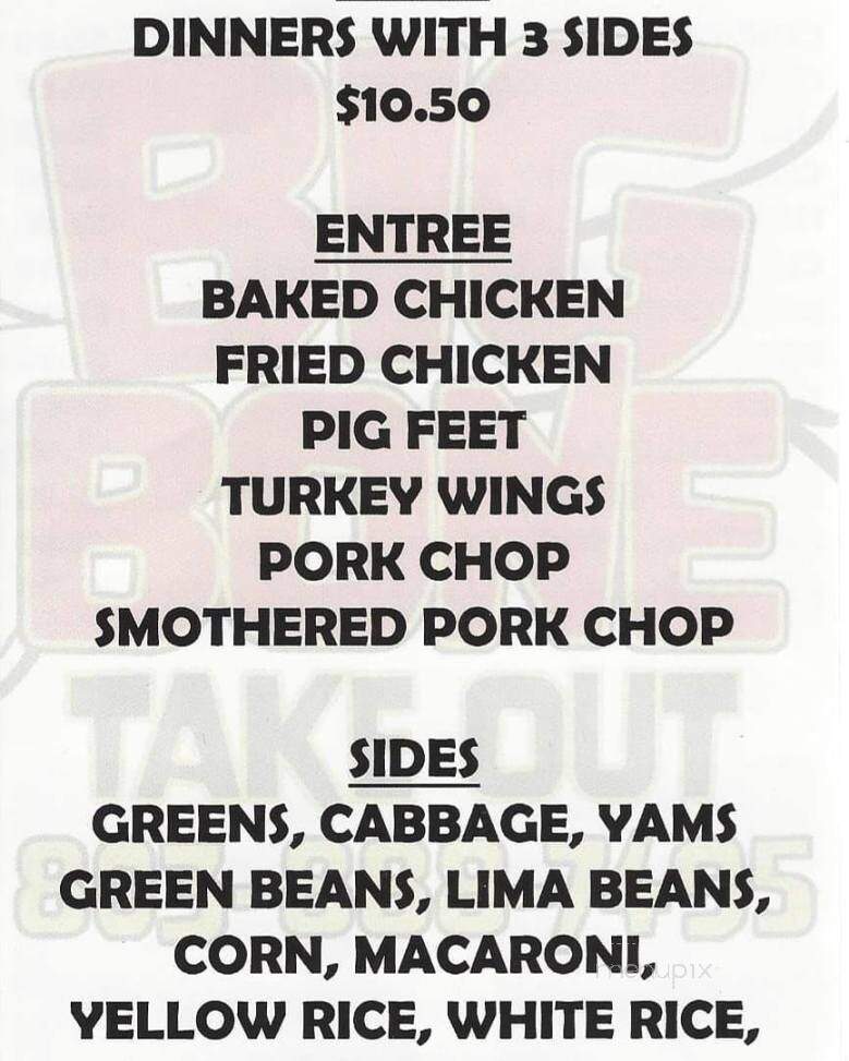 Big Bone Take Out - Columbia, SC menu_pic