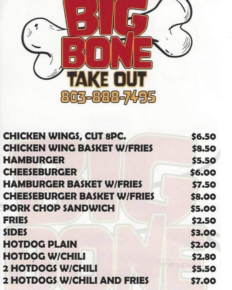 Big Bone Take Out - Columbia, SC menu_pic