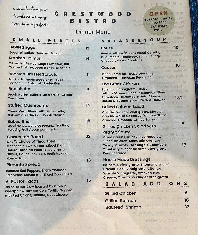 Crestwood Bistro - Crestwood, KY menu_pic