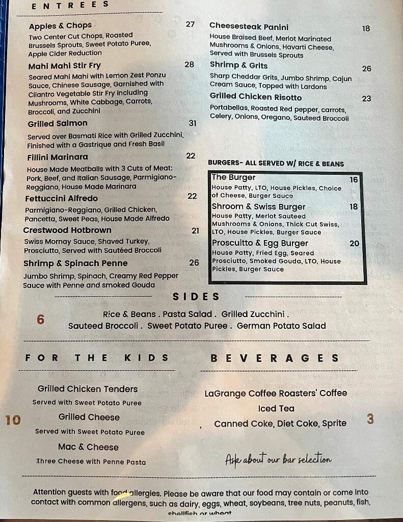 Crestwood Bistro - Crestwood, KY menu_pic