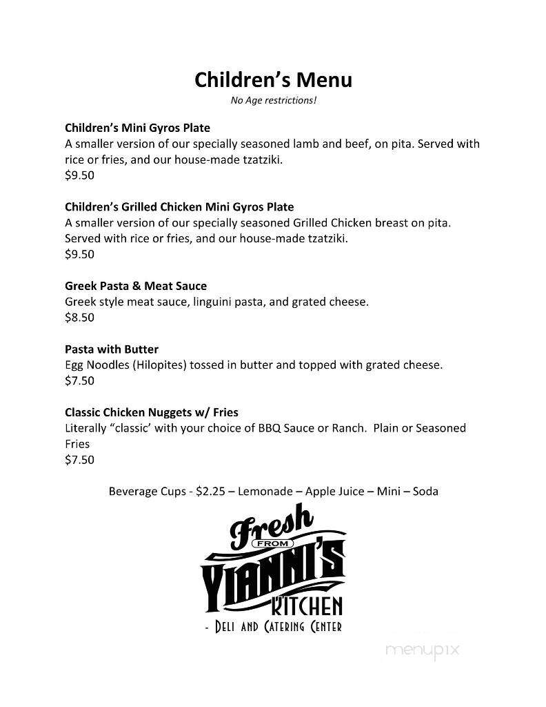 Fresh From Yianni's Kitchen - Fleming Island, FL menu_pic