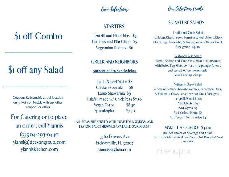 Fresh From Yianni's Kitchen - Fleming Island, FL menu_pic