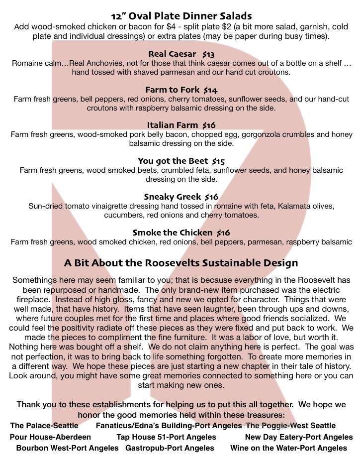 The Roosevelt - Port Angeles, WA menu_pic