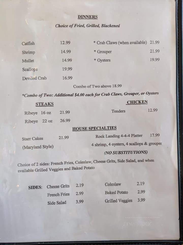 Seinyard Rock Landing - Panacea, FL menu_pic