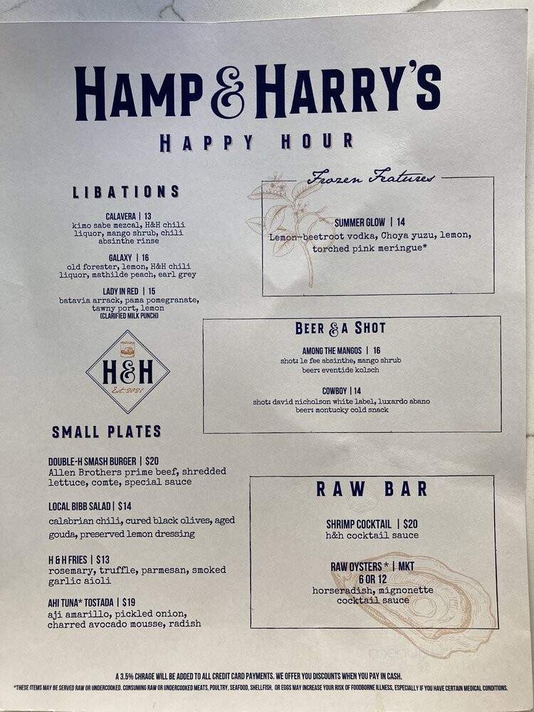 Hamp & Harry's - Marietta, GA menu_pic