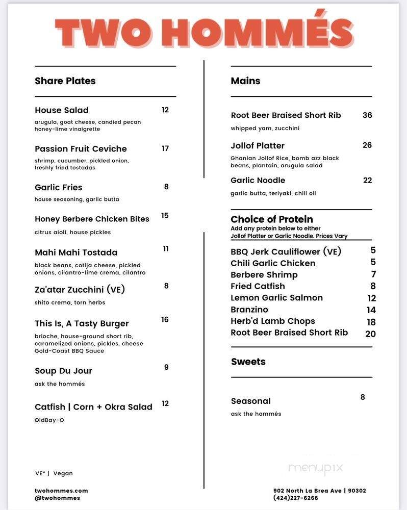 Two Hommes - Culver City, CA menu_pic