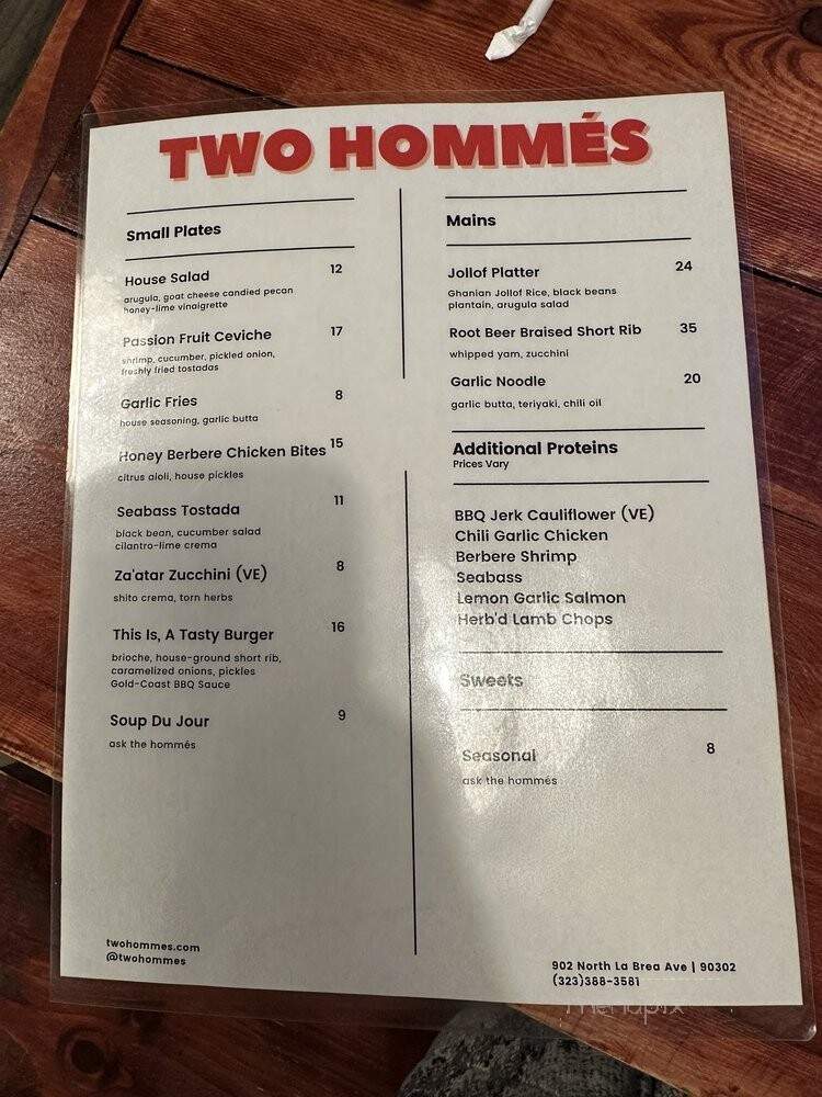 Two Hommes - Culver City, CA menu_pic