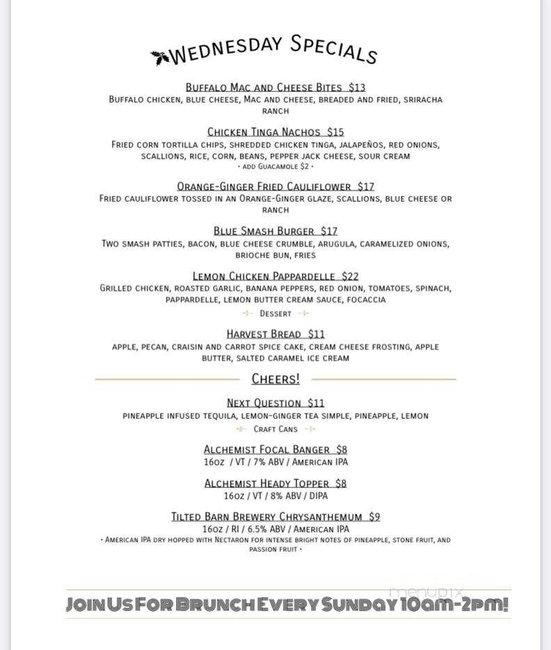 Evie's - Westerly, RI menu_pic