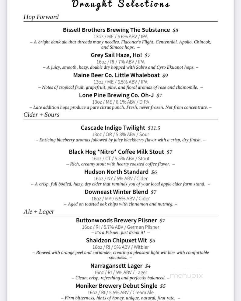 Evie's - Westerly, RI menu_pic