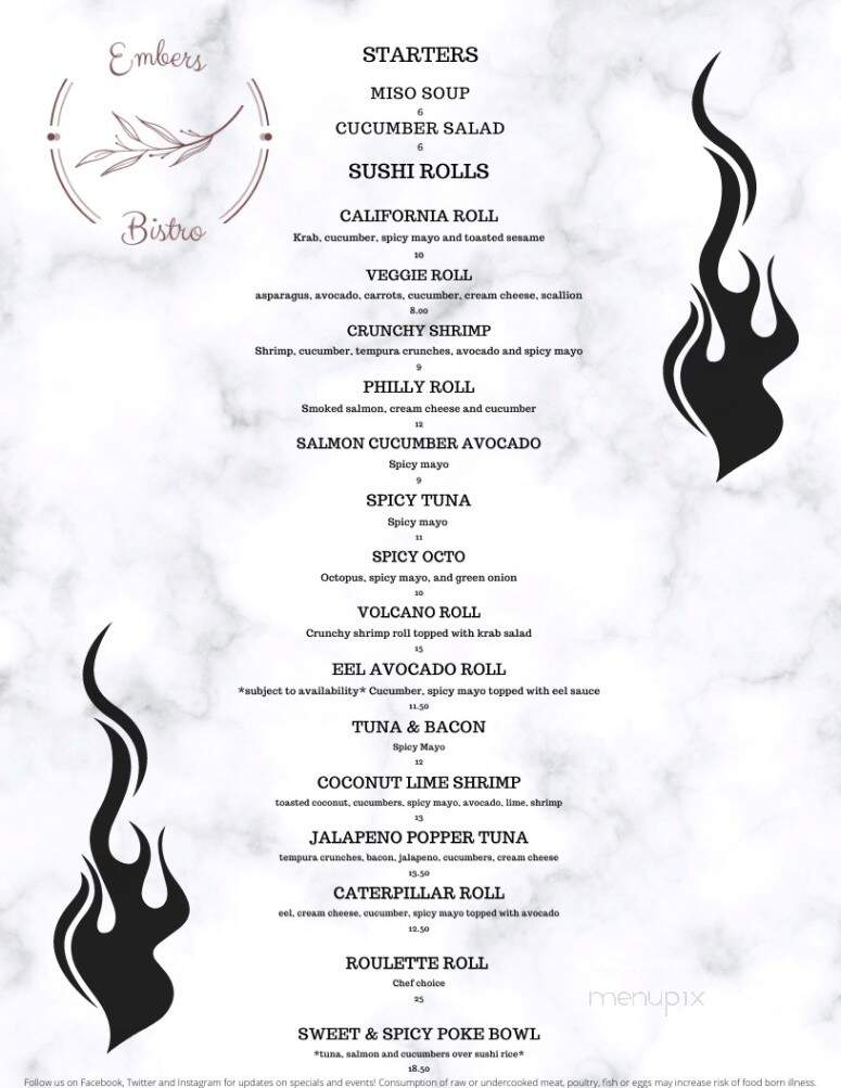 Embers Bistro - DeFuniak Springs, FL menu_pic