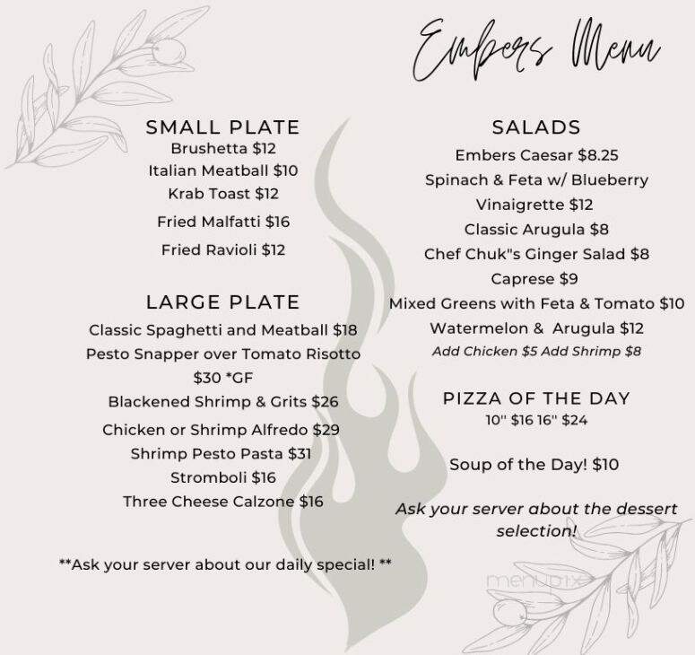 Embers Bistro - DeFuniak Springs, FL menu_pic