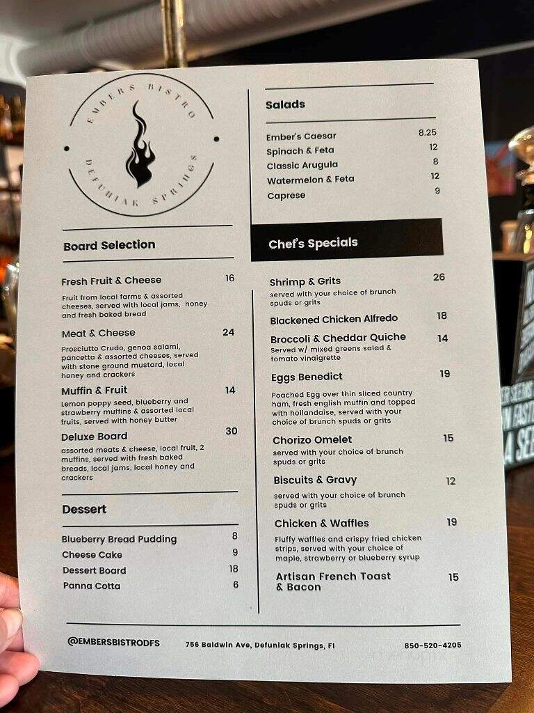 Embers Bistro - DeFuniak Springs, FL menu_pic