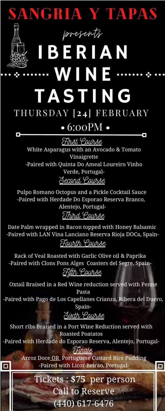Sangria y Tapas Bar & Restaurant - Westlake, OH menu_pic