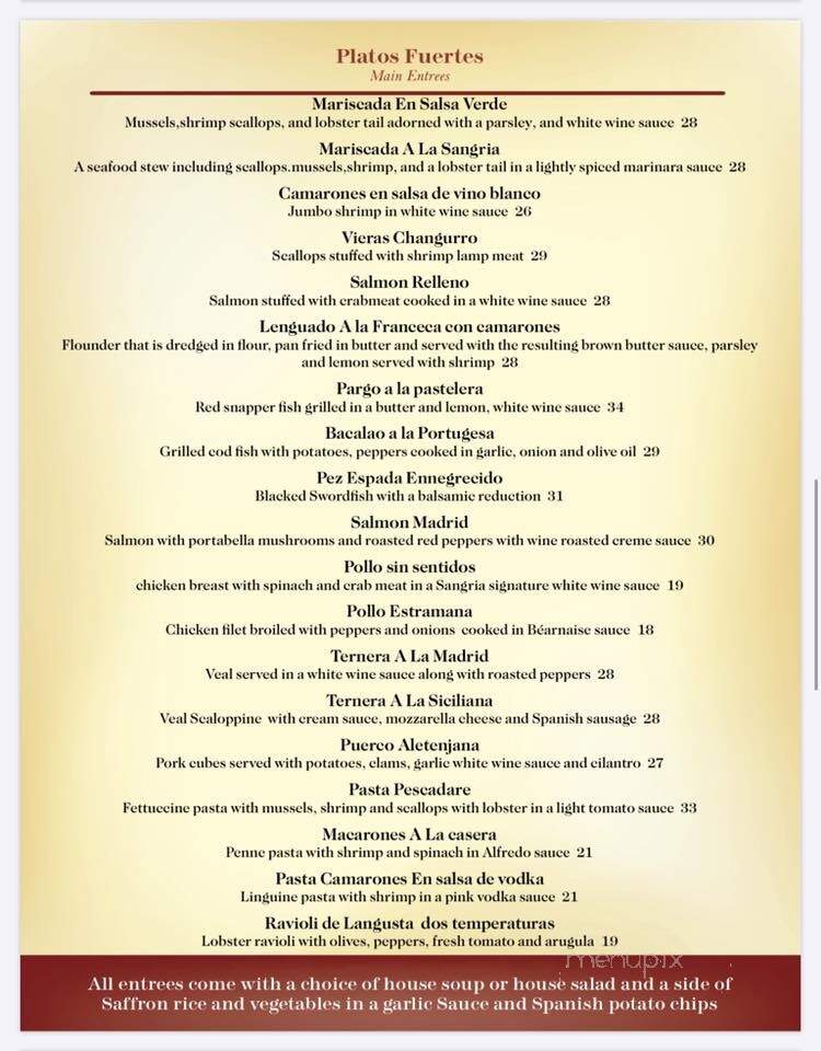 Sangria y Tapas Bar & Restaurant - Westlake, OH menu_pic