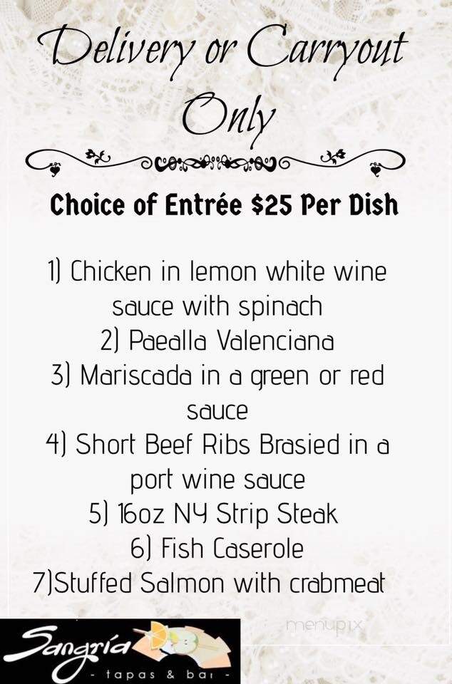 Sangria y Tapas Bar & Restaurant - Westlake, OH menu_pic