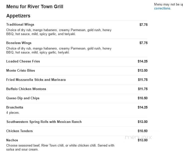 River City Tavern & Grill - Marietta, OH menu_pic