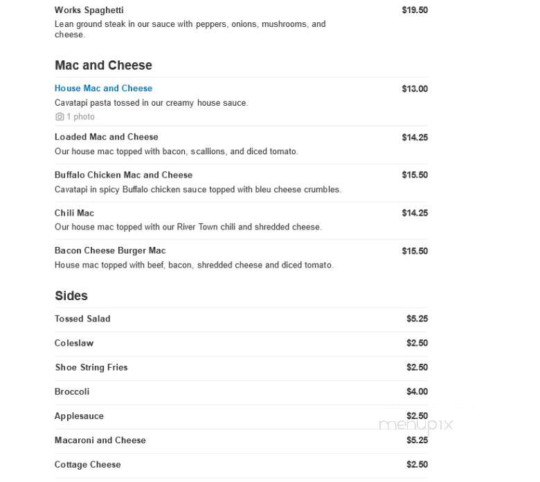 River City Tavern & Grill - Marietta, OH menu_pic