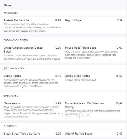 El Torito - Vero Beach, FL menu_pic