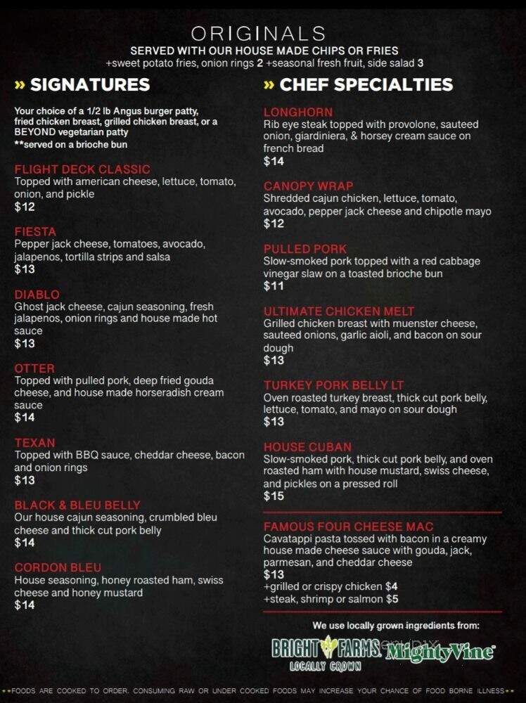 Flight Deck Bar Grill @ CSC - Rochelle, IL menu_pic