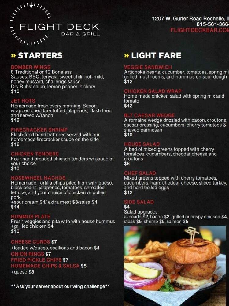 Flight Deck Bar Grill @ CSC - Rochelle, IL menu_pic