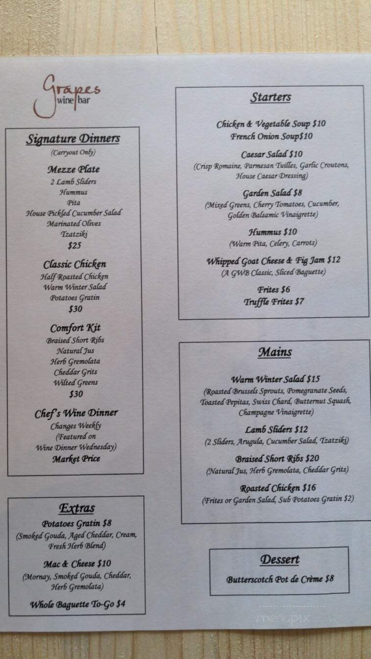 Grapes Wine Bar of Annapolis - Annapolis, MD menu_pic
