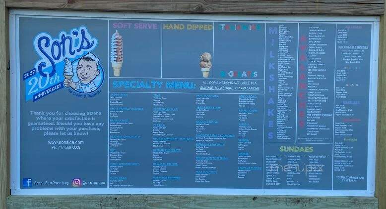 Son's Italian Ice - East Petersburg, PA menu_pic