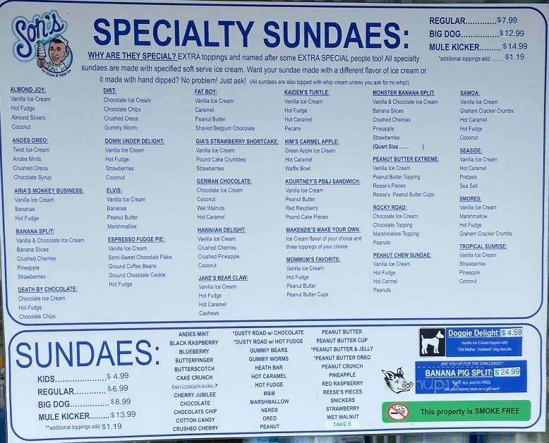 Son's Italian Ice - East Petersburg, PA menu_pic