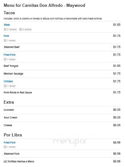 Carnitas Don Alfredo - Maywood, IL menu_pic