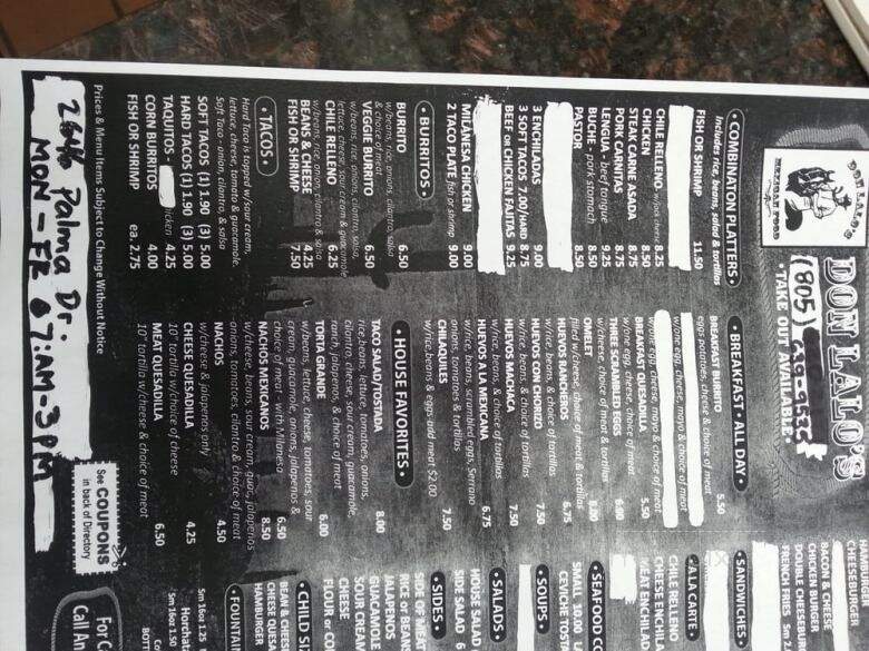 Don Lalo's Mexican Food - Ventura, CA menu_pic