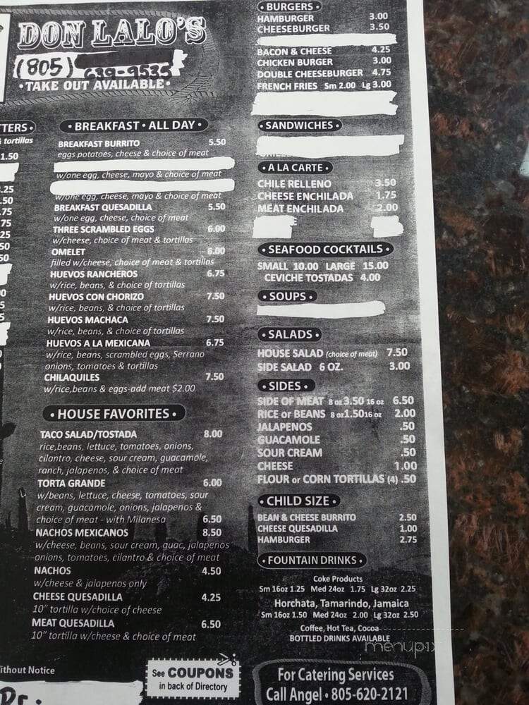 Don Lalo's Mexican Food - Ventura, CA menu_pic