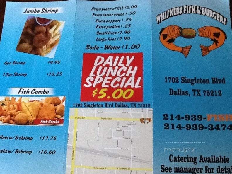 Whiskers Fish and Burgers - Dallas, TX menu_pic