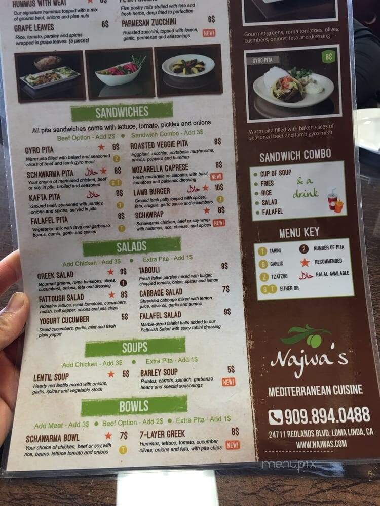 Najwa's Mediterranean Cuisine - Loma Linda, CA menu_pic