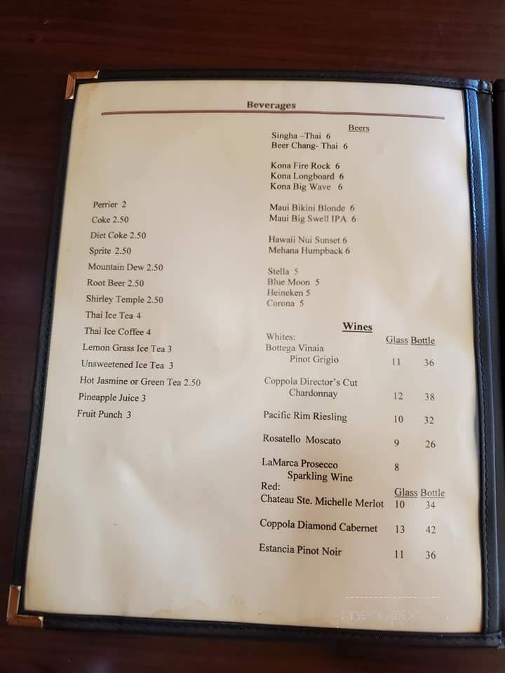 Charley's Thai Cuisine - Waikoloa, HI menu_pic