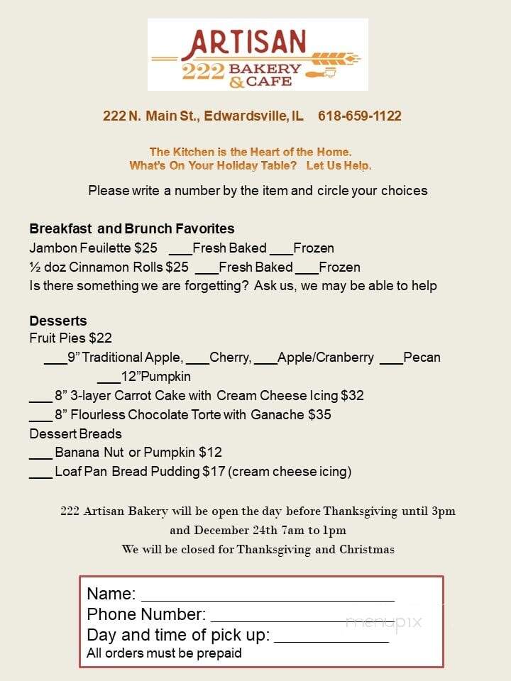222 Artisan Bakery - Edwardsville, IL menu_pic