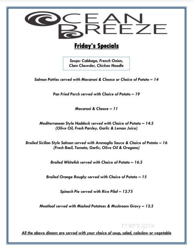 Ocean Breeze - Shelby Township, MI menu_pic