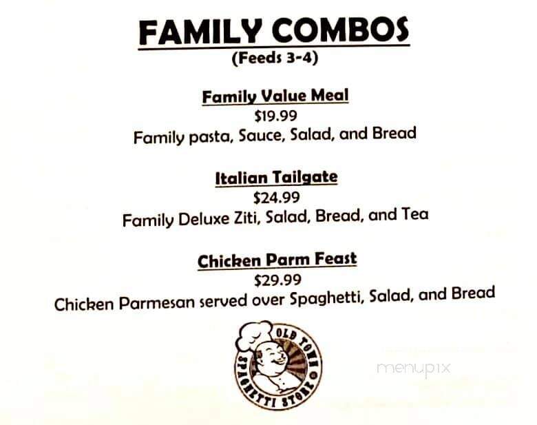 Old Town Spaghetti Store - Jackson, TN menu_pic