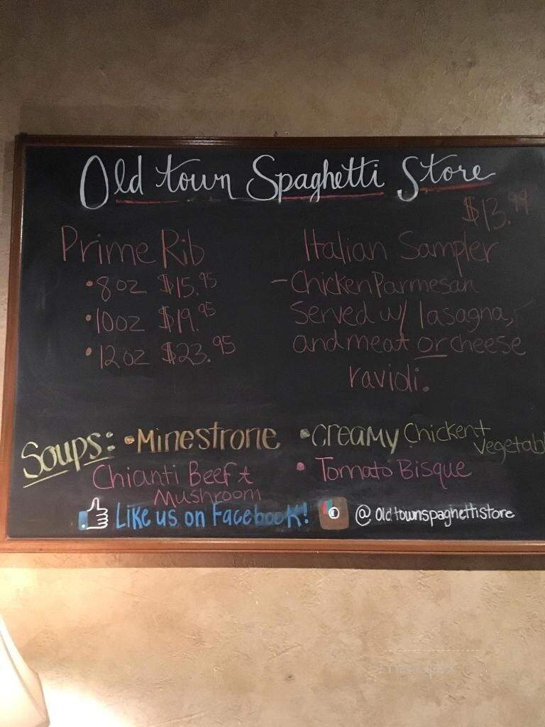 Old Town Spaghetti Store - Jackson, TN menu_pic