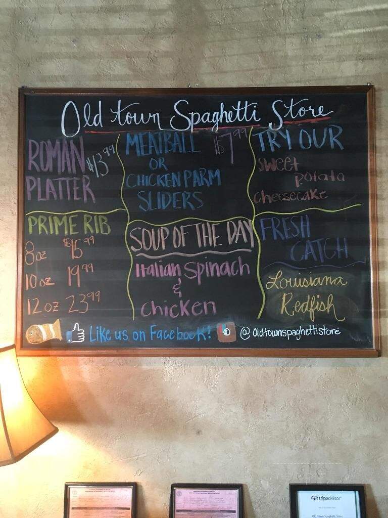 Old Town Spaghetti Store - Jackson, TN menu_pic