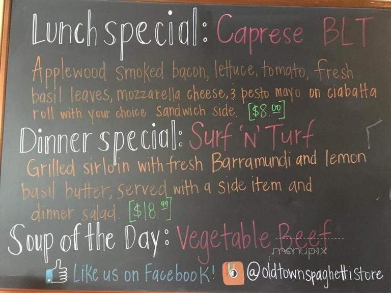 Old Town Spaghetti Store - Jackson, TN menu_pic