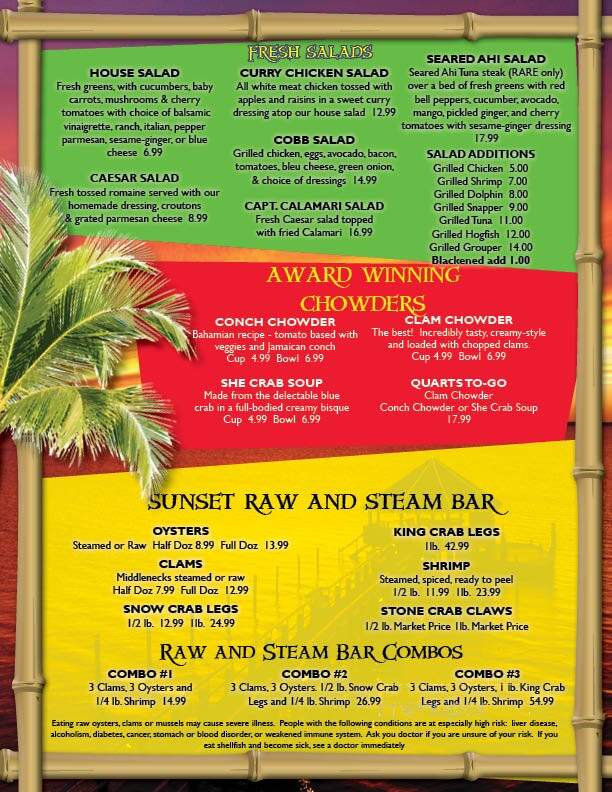 Sunset Grille & Raw Bar - Marathon, FL menu_pic
