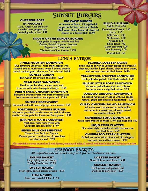 Sunset Grille & Raw Bar - Marathon, FL menu_pic