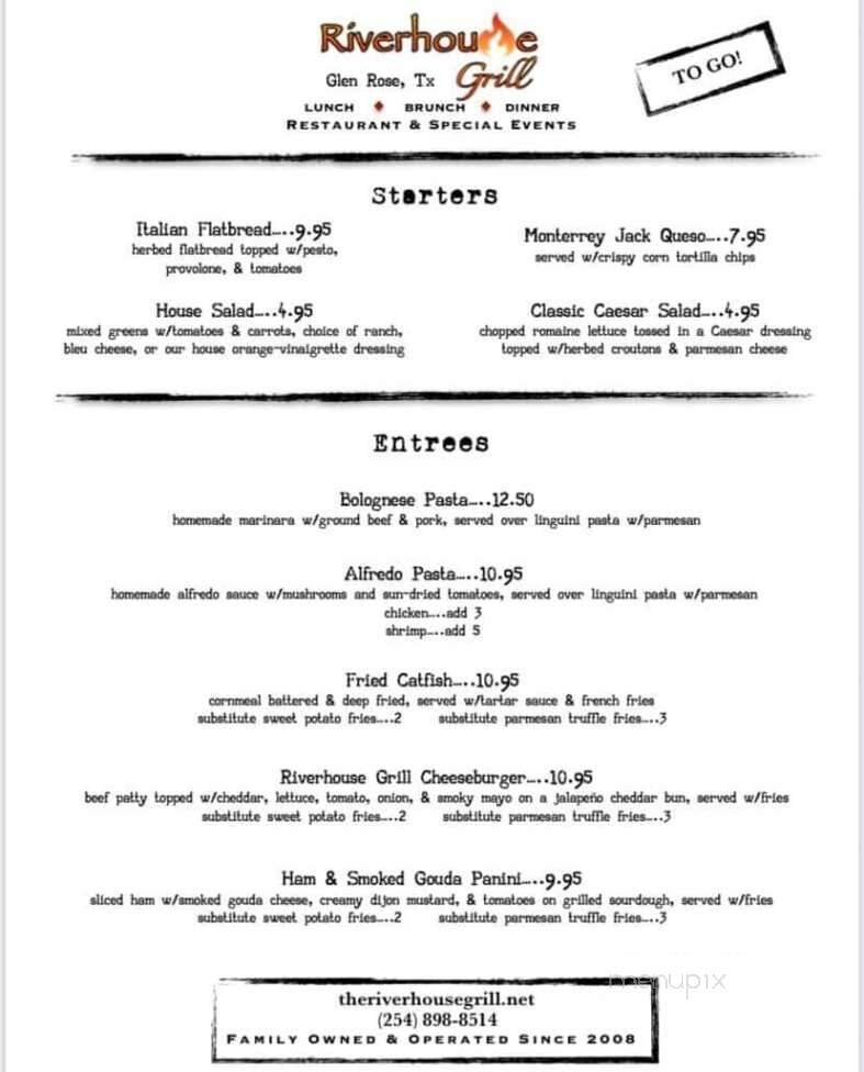 Riverhouse Grill - Glen Rose, TX menu_pic