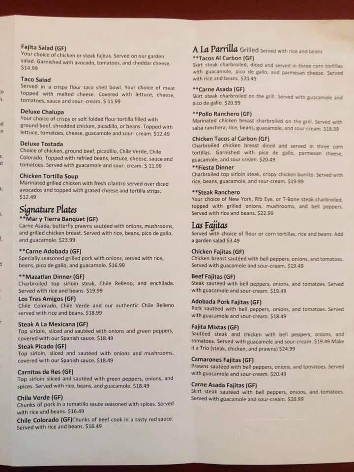 Mazatlan Restaurant - Bonney Lake, WA menu_pic